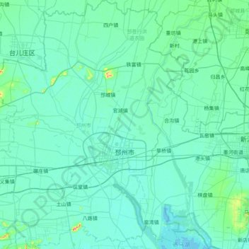 Carte topographique Pizhou, altitude, relief