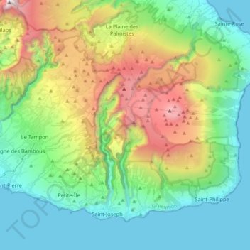 Carte topographique Communauté d’agglomération du Sud, altitude, relief