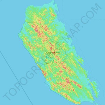 Carte topographique Pulau Siberut, altitude, relief