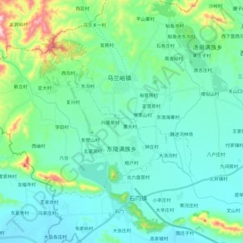 Carte topographique 东陵满族乡, altitude, relief