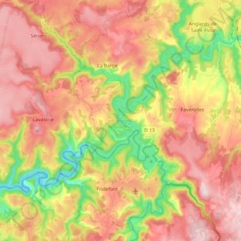 Carte topographique Lac du Barrage de Grandval, altitude, relief