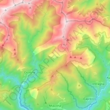 Carte topographique Miazzina, altitude, relief
