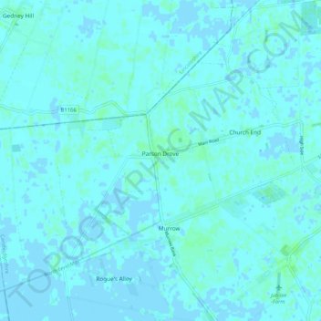 Carte topographique Parson Drove, altitude, relief