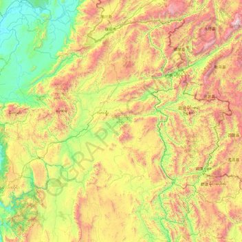 Carte topographique ရှမ်းပြည်နယ်မြောက်ပိုင်း, altitude, relief
