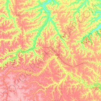 Carte topographique Lucas County, altitude, relief