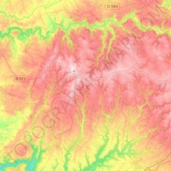 Carte topographique 12240, altitude, relief