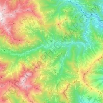 Carte topographique Viù, altitude, relief