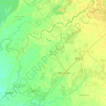 Carte topographique Moranhat, altitude, relief