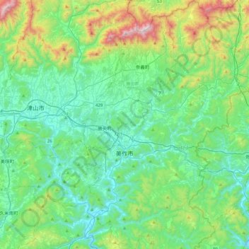 Carte topographique Maniwa County, altitude, relief