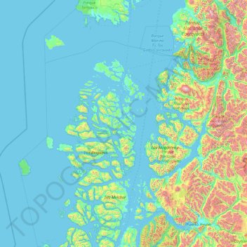 Carte topographique Cisnes, altitude, relief