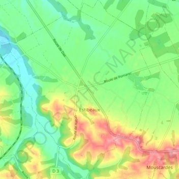 Carte topographique Estibeaux, altitude, relief