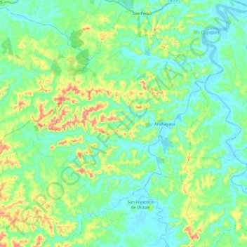Carte topographique Anchayaku, altitude, relief