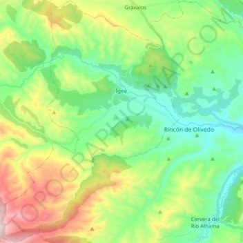 Carte topographique Igea, altitude, relief