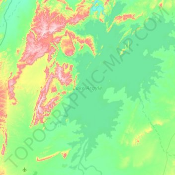 Carte topographique Lake Argyle, altitude, relief