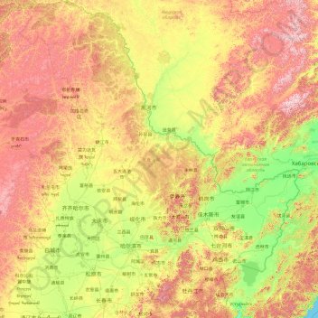 Carte topographique Heilongjiang, altitude, relief