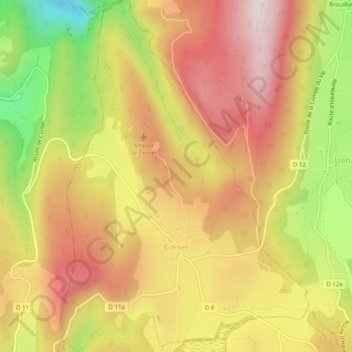 Carte topographique Corlier, altitude, relief