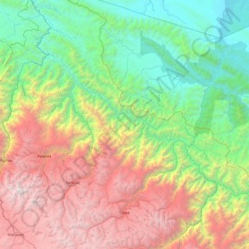 Carte topographique Coasa, altitude, relief