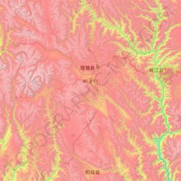 Carte topographique 理塘县, altitude, relief