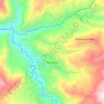 Carte topographique Perucho, altitude, relief