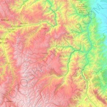 Carte topographique Pachitea, altitude, relief