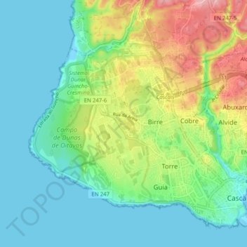 Carte topographique Cascais, altitude, relief