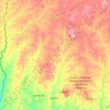 Carte topographique Atisbo, altitude, relief