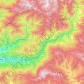 Carte topographique Nyishog Gewog, altitude, relief