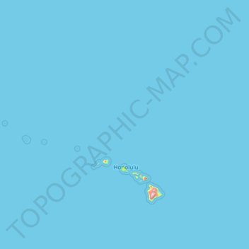 Carte topographique Comté de Honolulu, altitude, relief