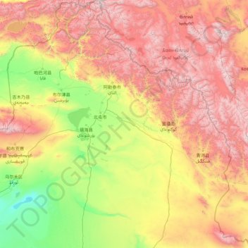 Carte topographique 阿勒泰地区, altitude, relief