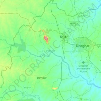 Carte topographique Deoghar, altitude, relief