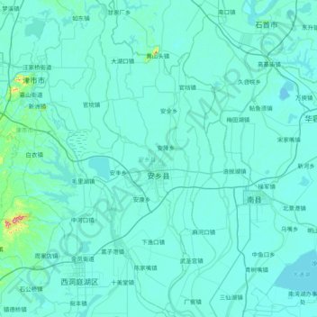 Carte topographique 安乡县, altitude, relief