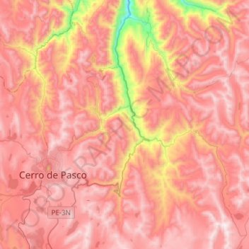 Carte topographique Yanacancha, altitude, relief