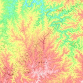 Carte topographique Pato Branco, altitude, relief