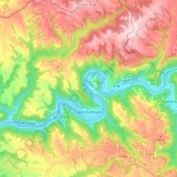 Carte topographique Saint-Parthem, altitude, relief