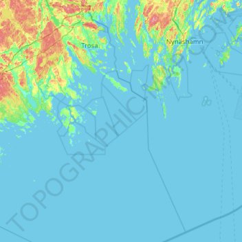 Carte topographique Trosa kommun, altitude, relief