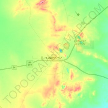 Carte topographique Coolgardie, altitude, relief