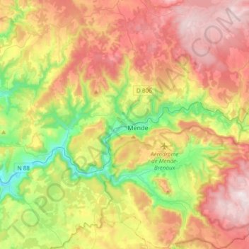 Carte topographique 48000, altitude, relief