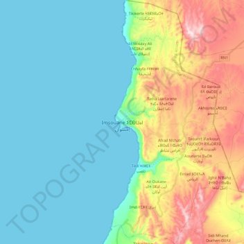 Carte topographique Imsouane, altitude, relief