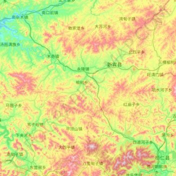 Carte topographique 新宾满族自治县, altitude, relief
