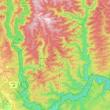 Carte topographique Walhalla, altitude, relief