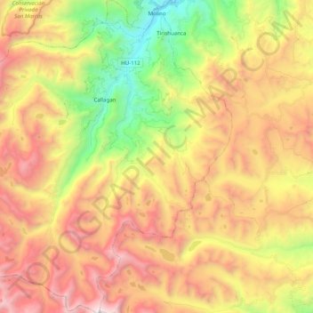 Carte topographique Molino, altitude, relief