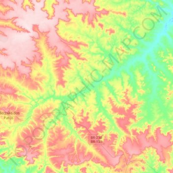 Carte topographique Sucupira do Riachão, altitude, relief