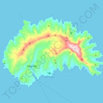 Carte topographique Ua Huka, altitude, relief
