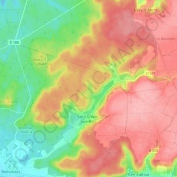 Carte topographique Saint-Crépin-aux-Bois, altitude, relief
