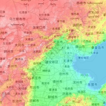 Carte topographique 河北省, altitude, relief