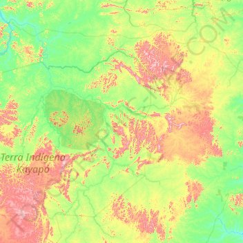 Carte topographique Ourilândia do Norte, altitude, relief