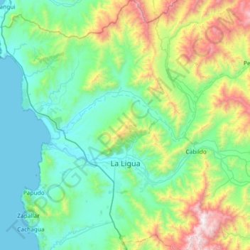Carte topographique La Ligua, altitude, relief