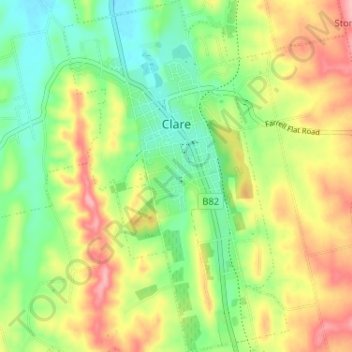 Carte topographique Clare, altitude, relief