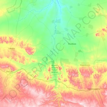 Carte topographique Ramotshere Moiloa Ward 17, altitude, relief