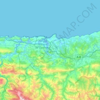 Carte topographique Costa Occidental, altitude, relief